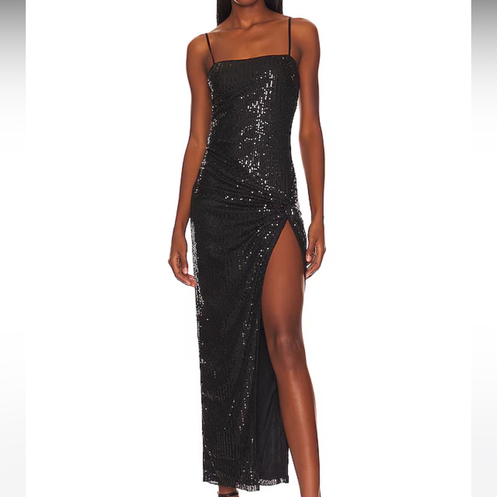chrissy slit maxi dress in black